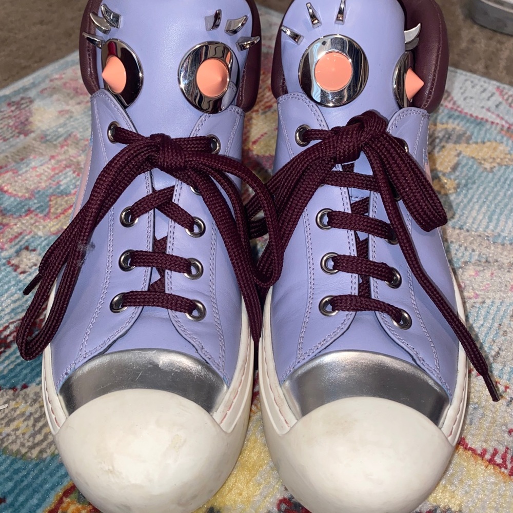 Fendi monster purple high top sneakers